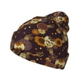 thumbnail image 1 of Yiaed Sunflowers with Skull and Hand Print Winter Beanie for Men Women, Fleece Lined Beanie Soft Warm Knit Hat Ski Stocking Cuffed Ca, 1 of 6