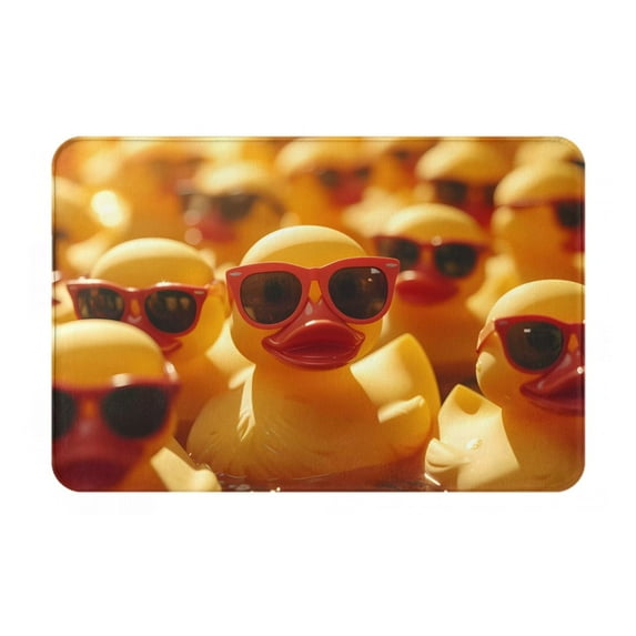Yiaed Sunglasses Yellow Duck Print Flannel Doormat Mat Outdoor Indoor Door Mats, Non Slip Durable Entrance Rugs for Outside Entry, Porch, Resist Dirt, 16"x24"