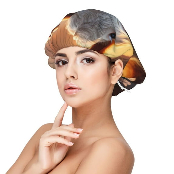 Yiaed Sunset Calf Flower Field Print Satin Bonnet Silk Bonnet Hair Bonnet for Sleeping Hair Bonnets