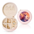 thumbnail image 1 of Yiaed Sunset Cloud Corgi Print Travel Jewelry Case Bridesmaid Gift Boxes Jewelry Travel Organizer Small Round Jewelry Box Mini Storage-Pink, 1 of 7