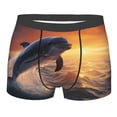 thumbnail image 1 of Yiaed Sunset Dancing Dolphin Print Men's Soft Cotton Boxer Shorts Breathable Boxers Underwear Moisture-Wicking Underwear Stretch Boxer Briefs for Man-Medium, 1 of 5