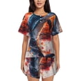 thumbnail image 1 of Yiaed Sunset Ocean Watercolor Dolphin Print Short Sleeve Pajama Sets for Women Casual Crew Neck 2 Piece Lounge Sets Women's Short-Sleeved Pajama-X-Large, 1 of 5