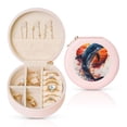 thumbnail image 1 of Yiaed Sunset Ocean Watercolor Dolphin Print Travel Jewelry Case Bridesmaid Gift Boxes Jewelry Travel Organizer Small Round Jewelry Box Mini Storage-Pink, 1 of 7