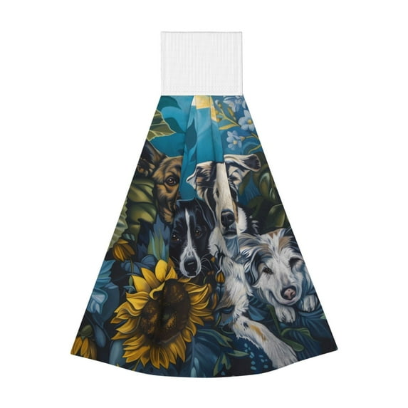 Yiaed Sunset Sunflower Dog Print Coral Velvet Wipes Absorbent Wipes Cleaning Cloths Household Table and Dish Wiping Cloths