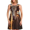 thumbnail image 1 of Yiaed Sunset Sunflower Small Cow Print Women's Sleeveless Dress, Loose Fit Summer Dress, Casual Sleeveless Dress for Women, 1 of 7