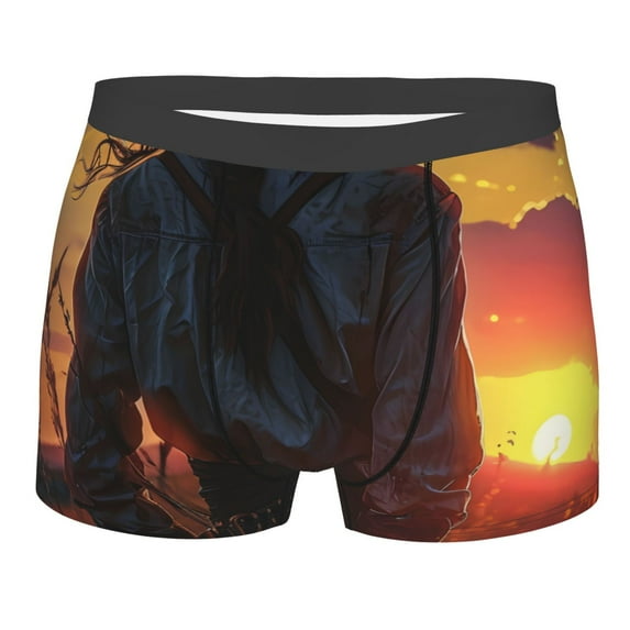 Yiaed Sunset Western Cowgirl Print Men's Soft Cotton Boxer Shorts Breathable Boxers Underwear Moisture-Wicking Underwear Stretch Boxer Briefs for Man-Large