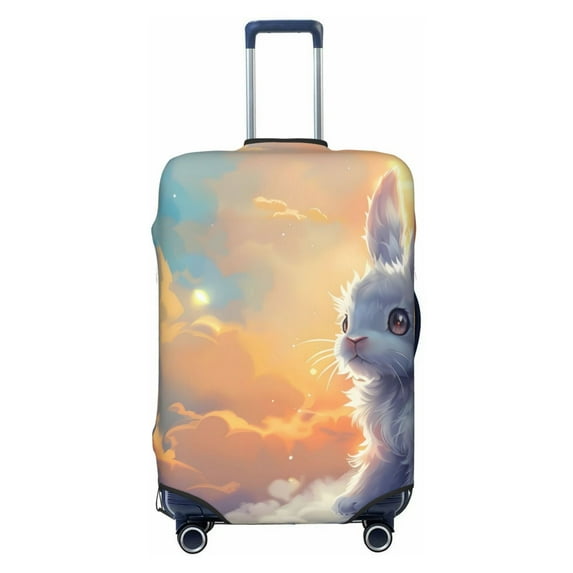 Yiaed Sunshine Colorful Cloud Rabbit Print Travel Luggage Cover Suitcase Protector Fits 18-32 Inch Luggage Wheel Covers Patterned Elastic Luggage Anti-scratch(No luggage)-Small