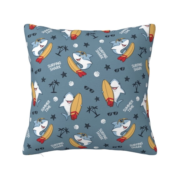 Yiaed Surf Shark Print Pillow Covers Super Soft Decorative Square Throw Pillow Covers Case Cushion Covers for Sofa Couch Bedroom Car Decor(No pillow core)-24"x24"
