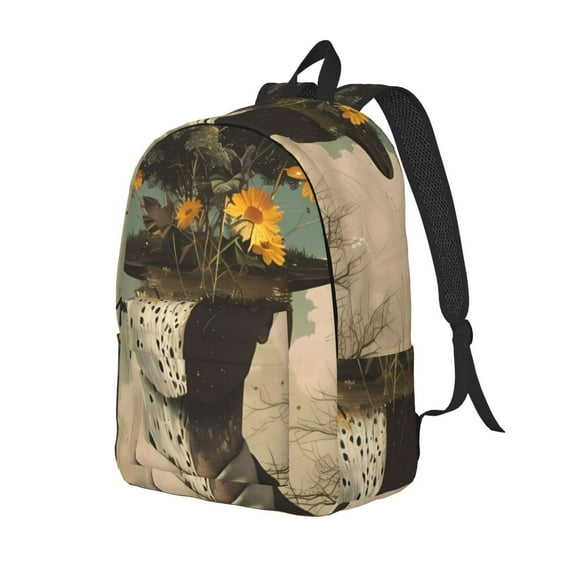Yiaed Surreal Floral Mindscape Print Laptop Backpack Travel Canvas Backpack Vintage Aesthetic Backpack for School Knapsack Plain Backpack Backpack for School-Small
