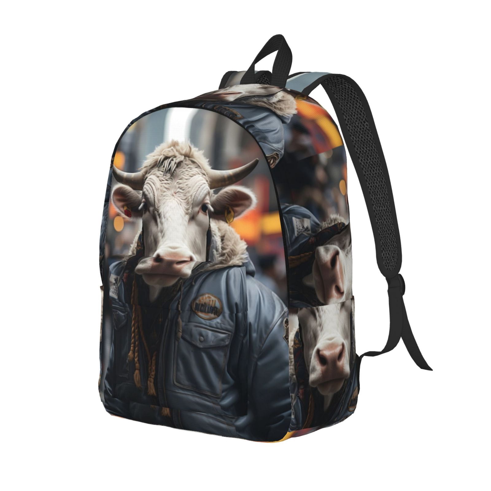 Yiaed Surrealist Cow Print Print Laptop Backpack Travel Canvas Backpack ...