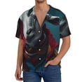 thumbnail image 1 of Yiaed Surrealist Goat Print Mens Casual Wrinkle Free Shirts Short Sleeve Button Down Summer Stretch Dress Shirt-Large, 1 of 5