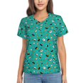 thumbnail image 1 of Yiaed Sushi (3) Print Women's T Shirt V-Neck Short Sleeve Shirt Casual Breathable Tee Summer Tops-, 1 of 5