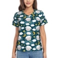 thumbnail image 1 of Yiaed Sweet Dream Lamb Print Women's T Shirt V-Neck Short Sleeve Shirt Casual Breathable Tee Summer Tops-Large, 1 of 5