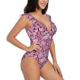 thumbnail image 1 of Yiaed Sweet Heart Print Women's Ruffled One Piece Swimsuit V Neck Swimwear Slimming Monokini for Woman-X-Large, 1 of 8
