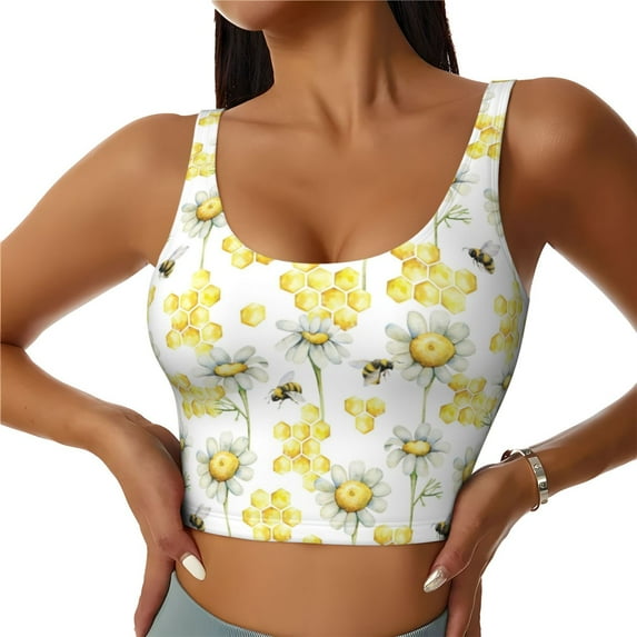 Yiaed Sweet Honey Print Ladies Waistcoat Women Sports Vest Vest Sports Women Sports Top Yoga Vest for women-XX-Large