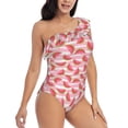 thumbnail image 1 of Yiaed Sweet Watermelon Print Women One Piece Swimsuits Tummy Control One Shoulder Bathing Suits Pattern Ruffle Swimwear-Large, 1 of 8