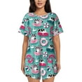 thumbnail image 1 of Yiaed Swimming Bulldog Print Short Sleeve Pajama Sets for Women Casual Crew Neck 2 Piece Lounge Sets Women's Short-Sleeved Pajama-Large, 1 of 1