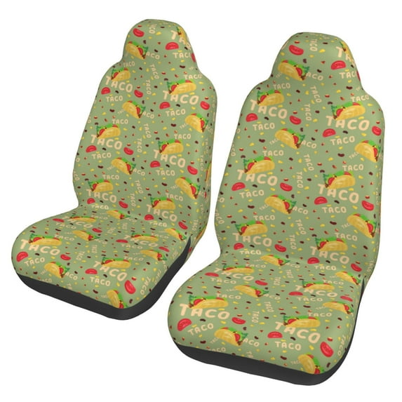 Yiaed Taco Print Car Seat Covers,Universal Auto Seats Protector Fits for Car,SUV Sedan,Truck,Automotive Seat Covers & Accessories(Two packs)
