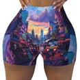 thumbnail image 1 of Yiaed Taxi Colorful Town Print Women's Athletic Shorts Running Shorts Sporty Short High Waisted Elastic Workout Shorts for Yoga Gym Running & Sports -Small, 1 of 8