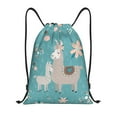 thumbnail image 1 of Yiaed Teal Mama Llama Print Drawstring Bags Drawstring Backpack Bulk String Back Pack Gym Sport Bag-Small, 1 of 5