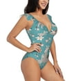 thumbnail image 1 of Yiaed Teal Mama Llama Print Women's Ruffled One Piece Swimsuit V Neck Swimwear Slimming Monokini for Woman-XX-Large, 1 of 8