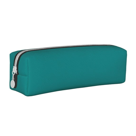 Yiaed Teal Print Leather Pencil Case - Leather Pen Pencil Holder - Elegant & Practical Pencil Pouch for Work & Office