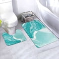 thumbnail image 1 of Yiaed Teal Turquoise 1 Print Bathroom Mat Set 2 Pieces Mat Anti-Skid Pad Ultra Soft and Absorbent Bathroom Bath Mat Contour Bath Rugs for Toilet Base, 1 of 6
