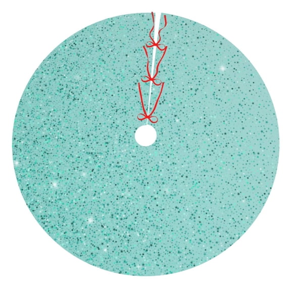 Yiaed Teal Turquoise Glitter Print Christmas Tree Skirt , Tree SkirtsTree Mat for Christmas Winter Holiday Indoor Decorations-30"