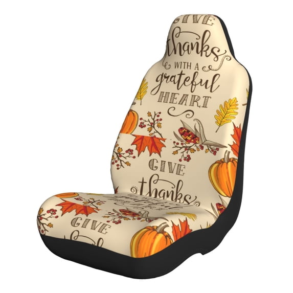 Yiaed Thanksgiving With A Grateful Heart Print Car Seat Covers,Universal Auto Seats Protector Fits for Car,SUV Sedan,Truck,Automotive Seat Covers & Accessories-2 PCS