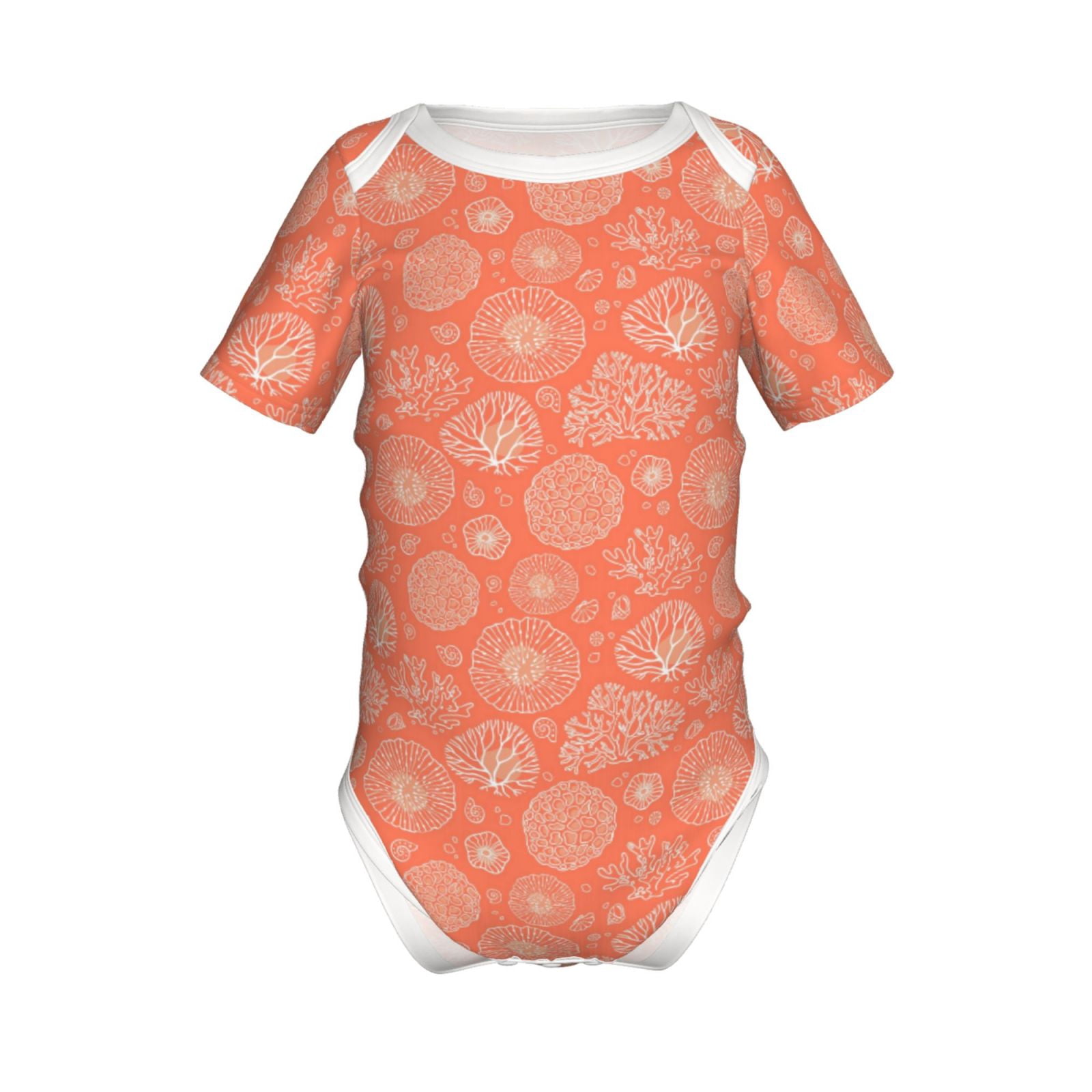 Yiaed The Marine Theme With Beautiful Corals Print Infant Climbing Short Sleeve Onesie One-Piece Baby Bodysuit Clothes 0-12 Months -3 Months