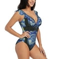 thumbnail image 1 of Yiaed The Starry Night Print Women's Ruffled One Piece Swimsuit V Neck Swimwear Slimming Monokini for Woman-XX-Large, 1 of 8