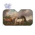 thumbnail image 1 of Yiaed Three Horses Oil Painting Print Car Windshield Sunshade Front Auto Car Front Window Sun Shade Foldable Sun Visor Shield Cover Auto Accessories for Sedan SUV Truck-Medium, 1 of 1