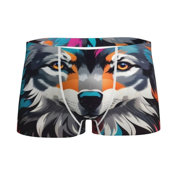Yiaed Tie-Dye Wolf Head Print Boys' Boxer Briefs Cotton Casual Stretch Comfort Boys Boxers - Kids Boxer Briefs Underwear for Boys (6-18)-XX-Small