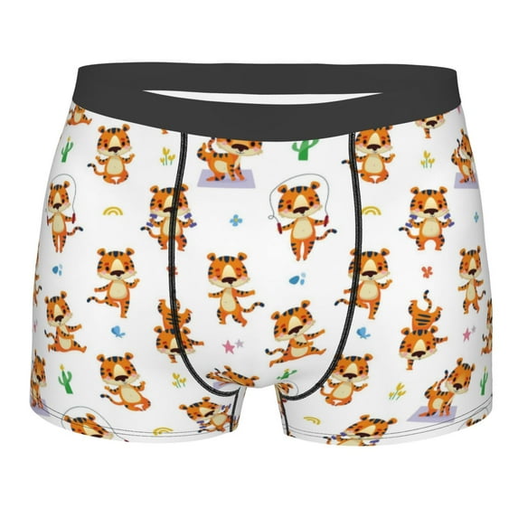 Yiaed Tigers go in for Sports Print Men's Soft Cotton Boxer Shorts Breathable Boxers Underwear Moisture-Wicking Underwear Stretch Boxer Briefs for Man-X-Large