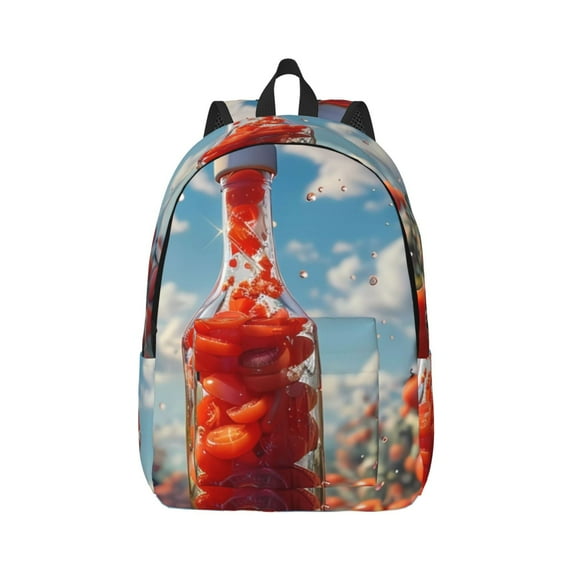 Yiaed Tomato Field Bottle Print Backpack, Premium Laptop Backpack, Travel Backpack for Women, Lightweight Backpacks, Comfortable Back Pack-Medium
