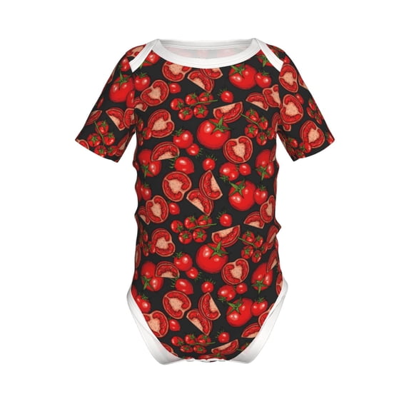 Yiaed Tomato Print Infant Climbing Short Sleeve Onesie One-Piece Baby Bodysuit Clothes 0-12 Months -6 Months