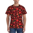 thumbnail image 1 of Yiaed Tomatoes And Chili Print Mens Short Sleeve Tight Fit T-Shirt, Crewneck Casual Tee-Medium, 1 of 5