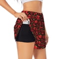 thumbnail image 1 of Yiaed Tomatoes And Chili Print Women's Running Shorts with Liner 3 Zipper Pockets Elastic Workout Athletic Gym Yoga Shorts-XX-Large, 1 of 7