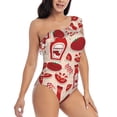 thumbnail image 1 of Yiaed Tomatoes Print Women One Piece Swimsuits Tummy Control One Shoulder Bathing Suits Pattern Ruffle Swimwear-Large, 1 of 8