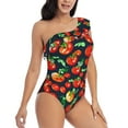 thumbnail image 1 of Yiaed Tomatoes Print Women One Piece Swimsuits Tummy Control One Shoulder Bathing Suits Pattern Ruffle Swimwear-Small, 1 of 8
