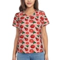 thumbnail image 1 of Yiaed Tomatoes Print Women's T Shirt V-Neck Short Sleeve Shirt Casual Breathable Tee Summer Tops-Large, 1 of 5