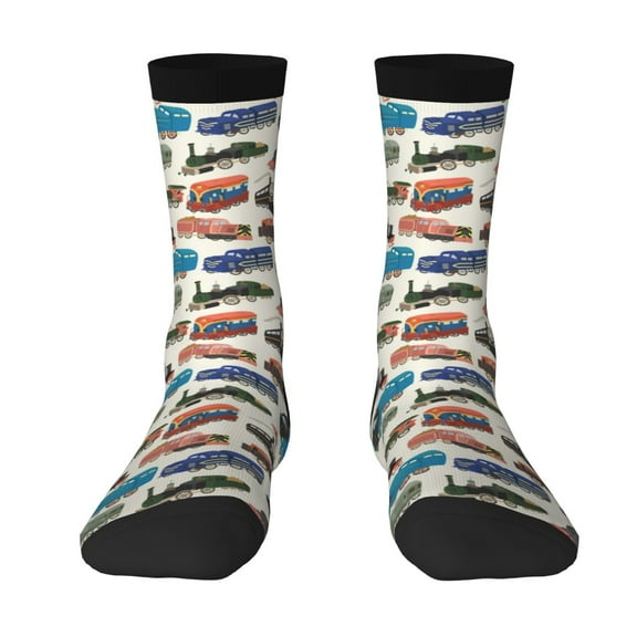 Yiaed Train Print Great elasticity Crew Socks Sports socks for Men and Women