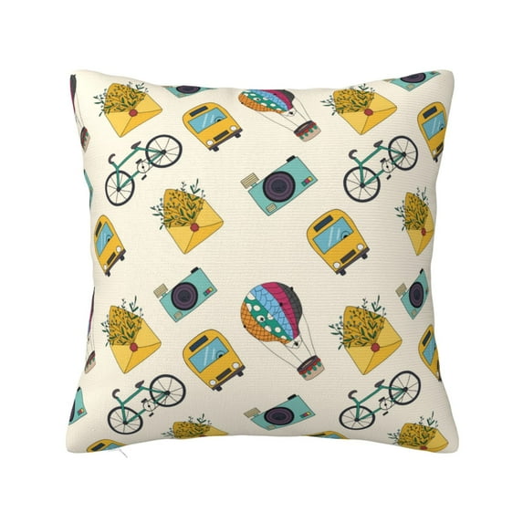 Yiaed Travel Elements Print Pillow Covers Super Soft Decorative Square Throw Pillow Covers Case Cushion Covers for Sofa Couch Bedroom Car Decor(No pillow core)-22"x22"