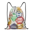 thumbnail image 1 of Yiaed Travel Stamp Print Drawstring Bags Drawstring Backpack Bulk String Back Pack Gym Sport Bag-Medium, 1 of 5