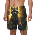 thumbnail image 1 of Yiaed Tree Meditating Raccoon Print Mens Swim Trunks Bathing Suit Compression Liner Beach Swim Shorts Swimwear Quick Dry Zipper Pocket No-Chafing Board Short-X-Large, 1 of 6