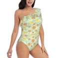 thumbnail image 1 of Yiaed Tree Palms Lemon Print Women One Piece Swimsuits Tummy Control One Shoulder Bathing Suits Pattern Ruffle Swimwear-Small, 1 of 8