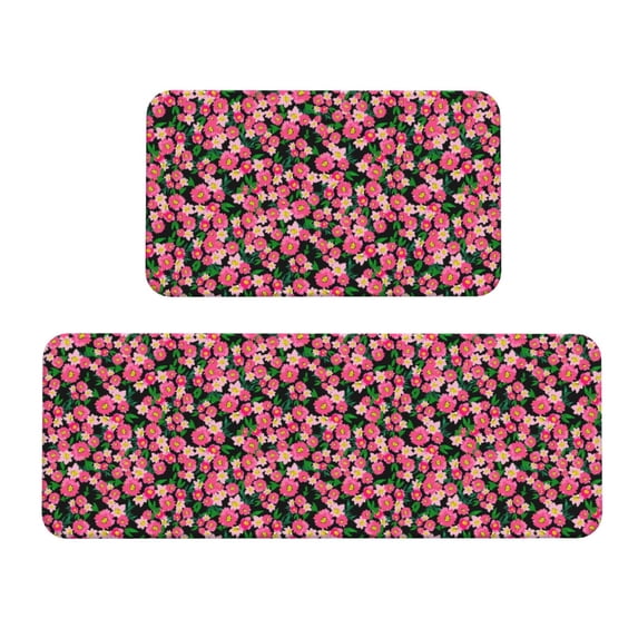 Yiaed Trendy Floral Kitchen Rugs Sets of 2 Kitchen Mats Cushioned Anti Fatigue Kitchen Rug Tapetes Para Cocina for Sink,Laundry Room
