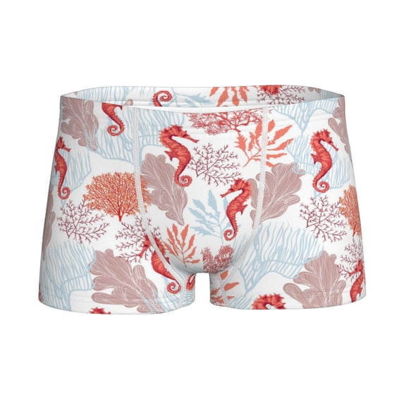 Yiaed Tropical Corals Seahorse Print Boys' Boxer Briefs Cotton Casual Stretch Comfort Boys Boxers - Kids Boxer Briefs Underwear for Boys (6-18)-Small