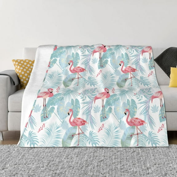 Yiaed Tropical Flamingo Print Blanket Throw Blanket Soft Cozy Flannel Blanket for Home Bed Sofa Couch Chair-40"x30"
