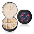 thumbnail image 1 of Yiaed Tropical Flower Print Travel Jewelry Case Bridesmaid Gift Boxes Jewelry Travel Organizer Small Round Jewelry Box Mini Storage-Black, 1 of 7